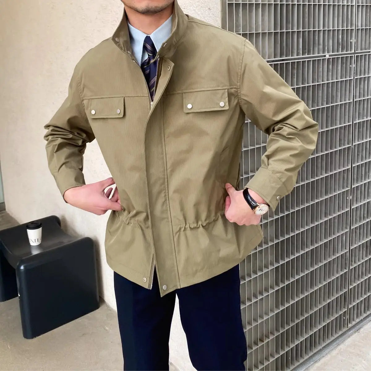 Spring Men's Fashion Long Trench Coat New Autumn Waterproof Loose Cotton Windbreaker Jacket Male Solid Double Breasted Outerwear