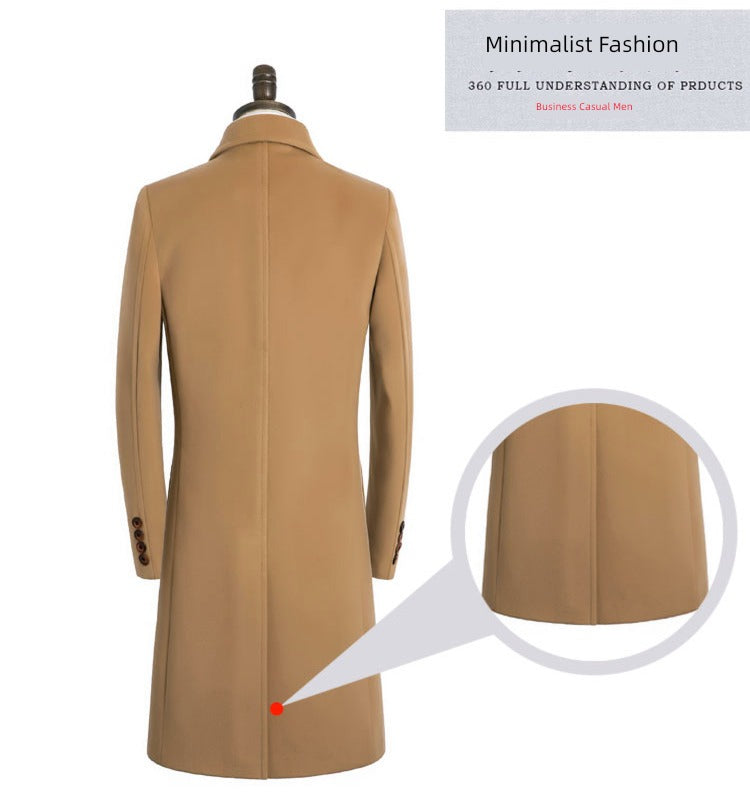 Fall Winter Trend Mid Length Long Length Korean Youth Woolen Coat