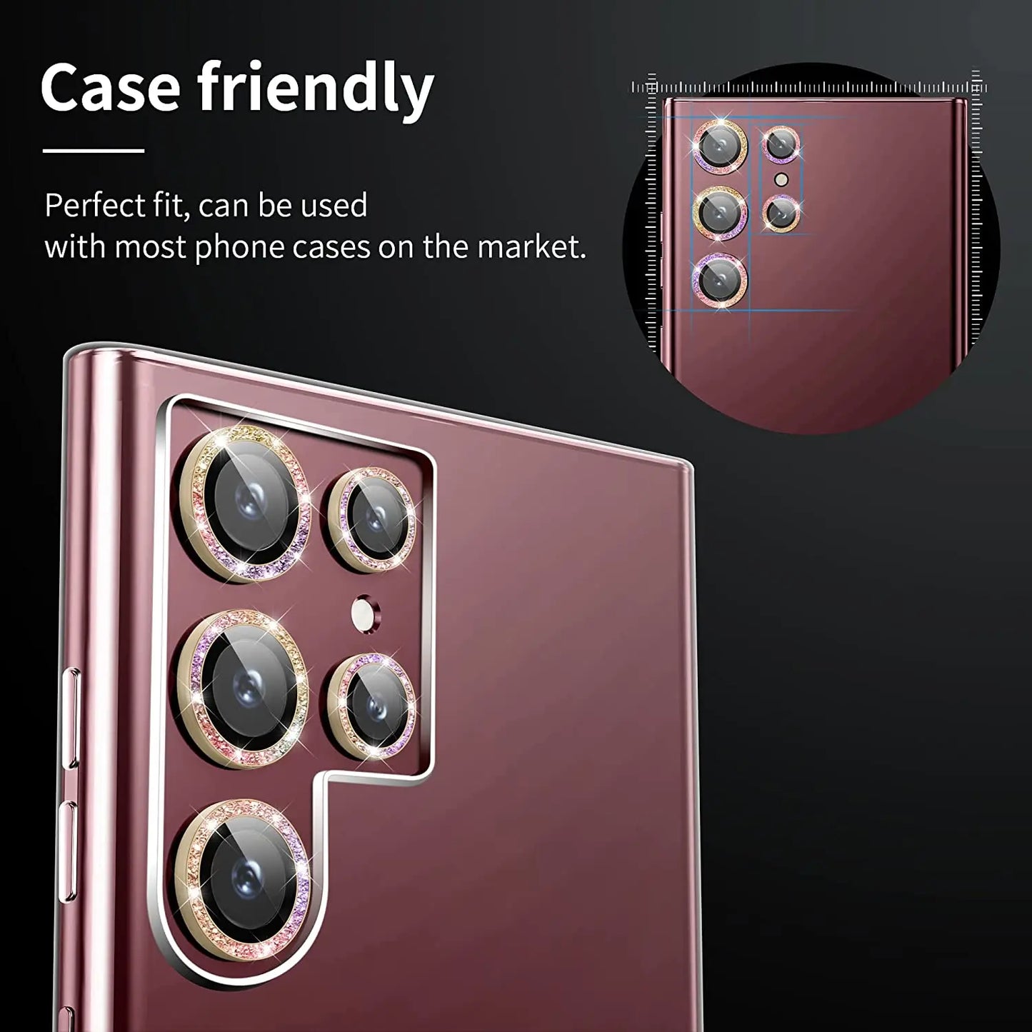 For Samsung Galaxy S24 Ultra cool color diamond glass drop-proof phone camera protective case Suitable for Samsung S23 Ultra