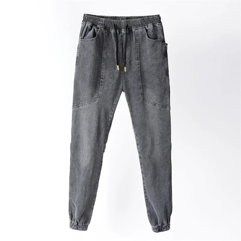 New Winter Men Warm Thermal Black Blue Cargo Jeans Fleece Streetwear Denim Jogger Pants Thick Fur Baggy Harem Trousers Plus Size