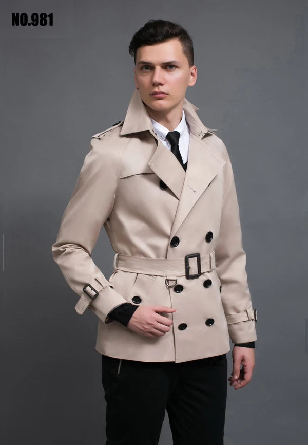 CHAOJUE New Men's Trench Coat England Quality Beige Trenchcoat Plus Size 3XL Mens Trench Coat  Male Slim Fit Jacket For Gift