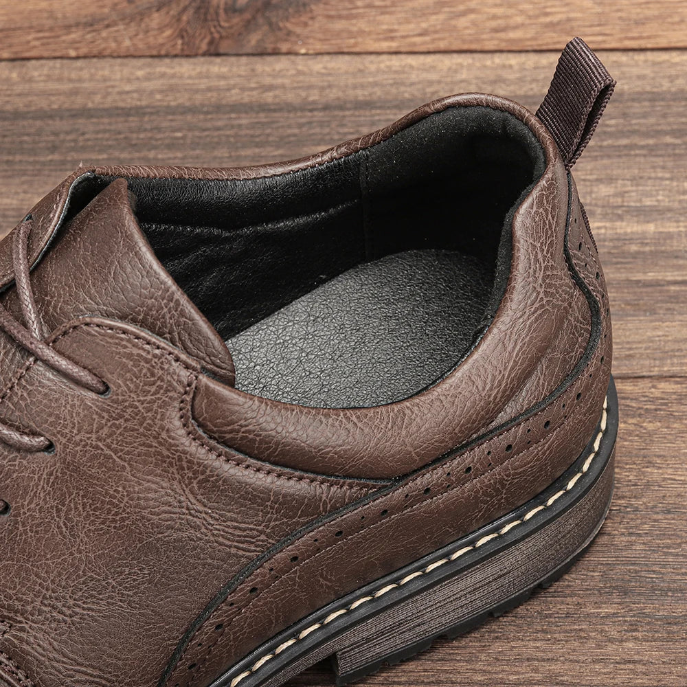 Men Casual Shoes Fashion Brand Comfortable 2025 Leather Shoes#KD826