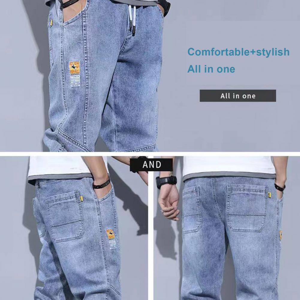 Autumn Winter Blue Cargo Jeans Men Streetwear Denim Jogger Pants Baggy Jean Trousers Male Oversize Large size 5XL