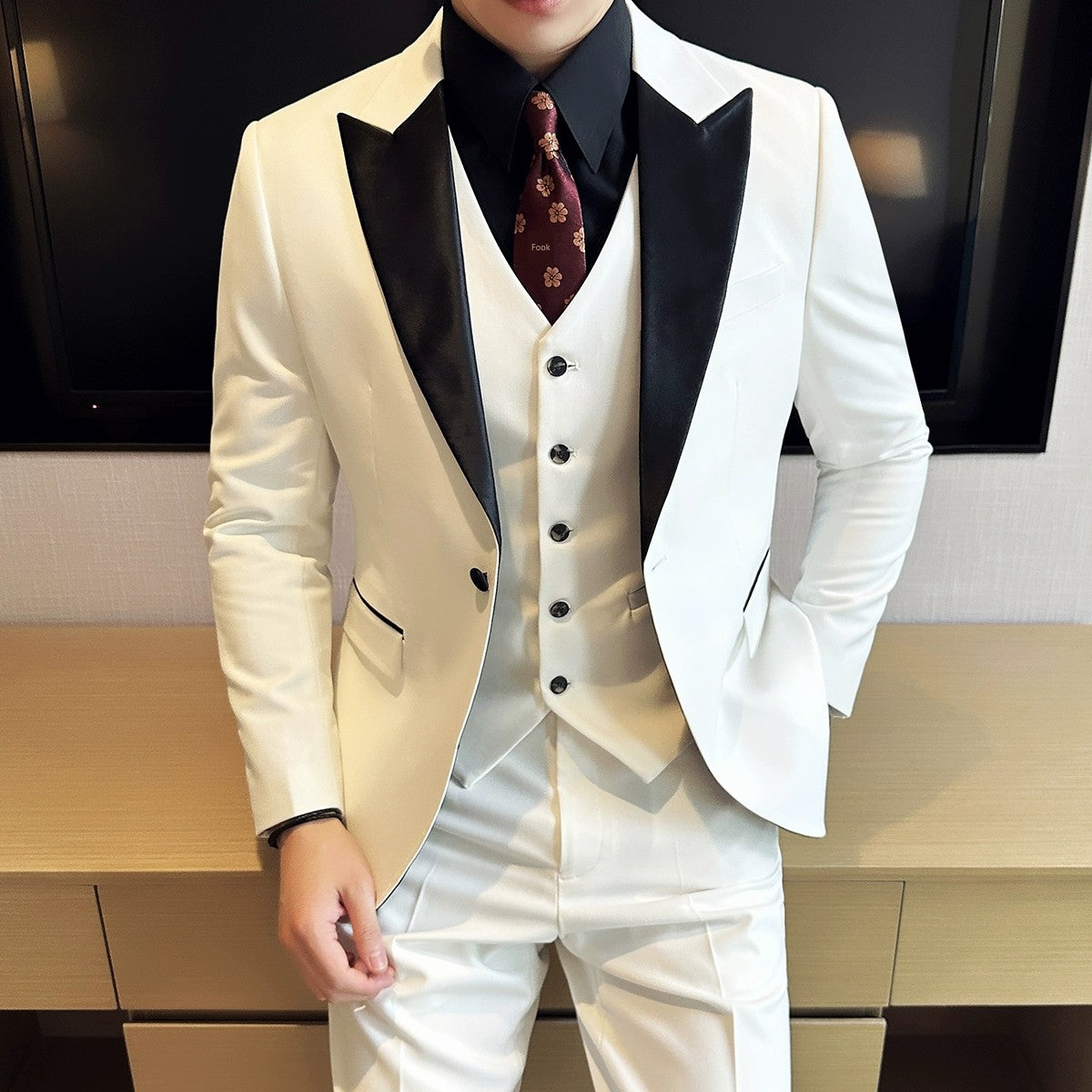 Wedding Silm Business Simplicity Three-Piece Suit for Bridegroom