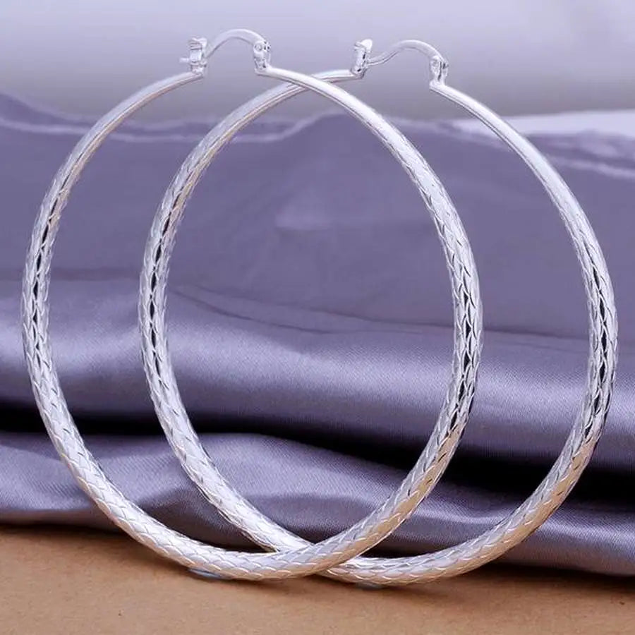 925 Sterling Silver Earring big hook 7cm round fashion design beautiful top quality women Jewelry free shipping lady gifts