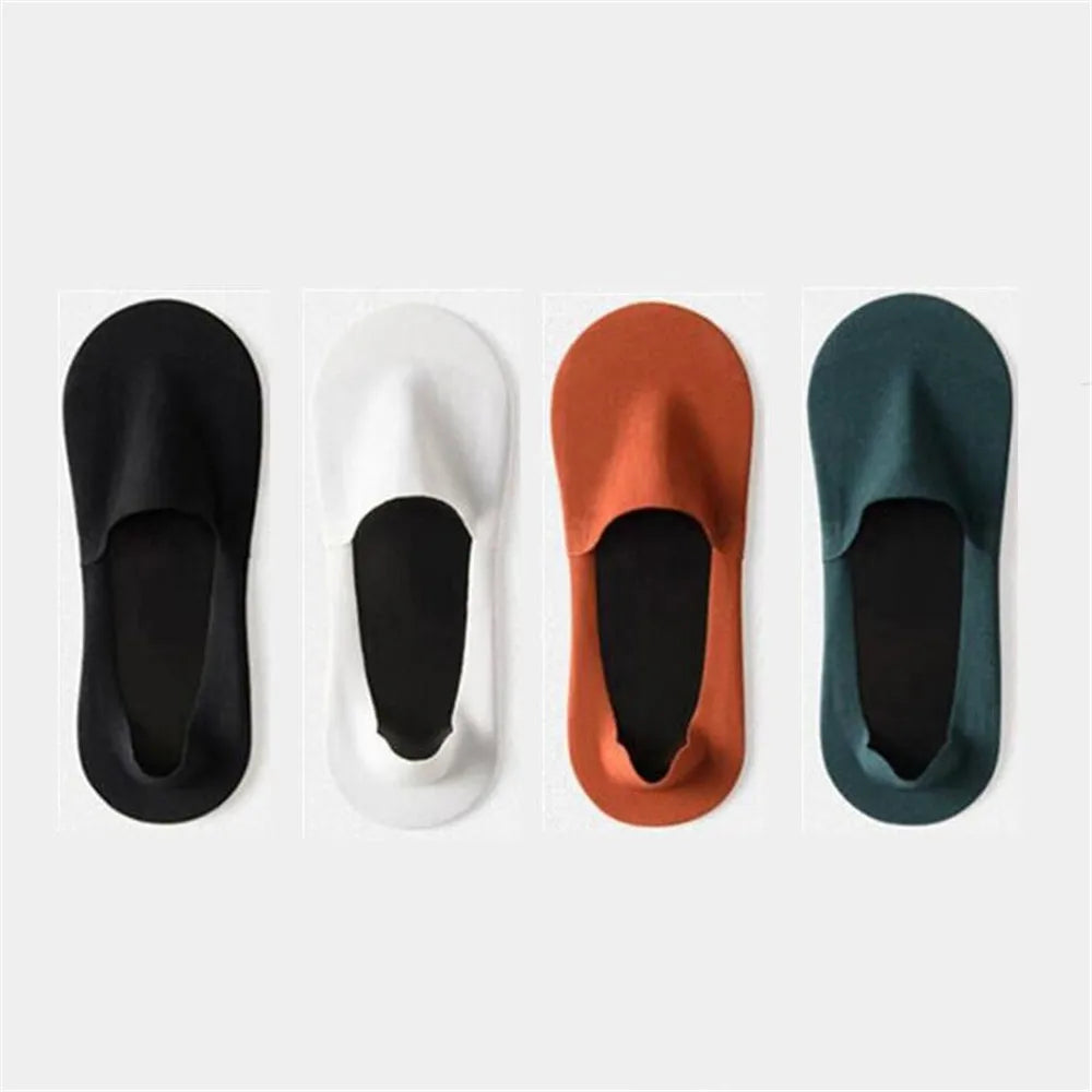 4 Pairs Ice Silk Men Invisible Socks Invisible Nylon Non-slip Socks No Trace Casual Breathable Solid Color Sokken