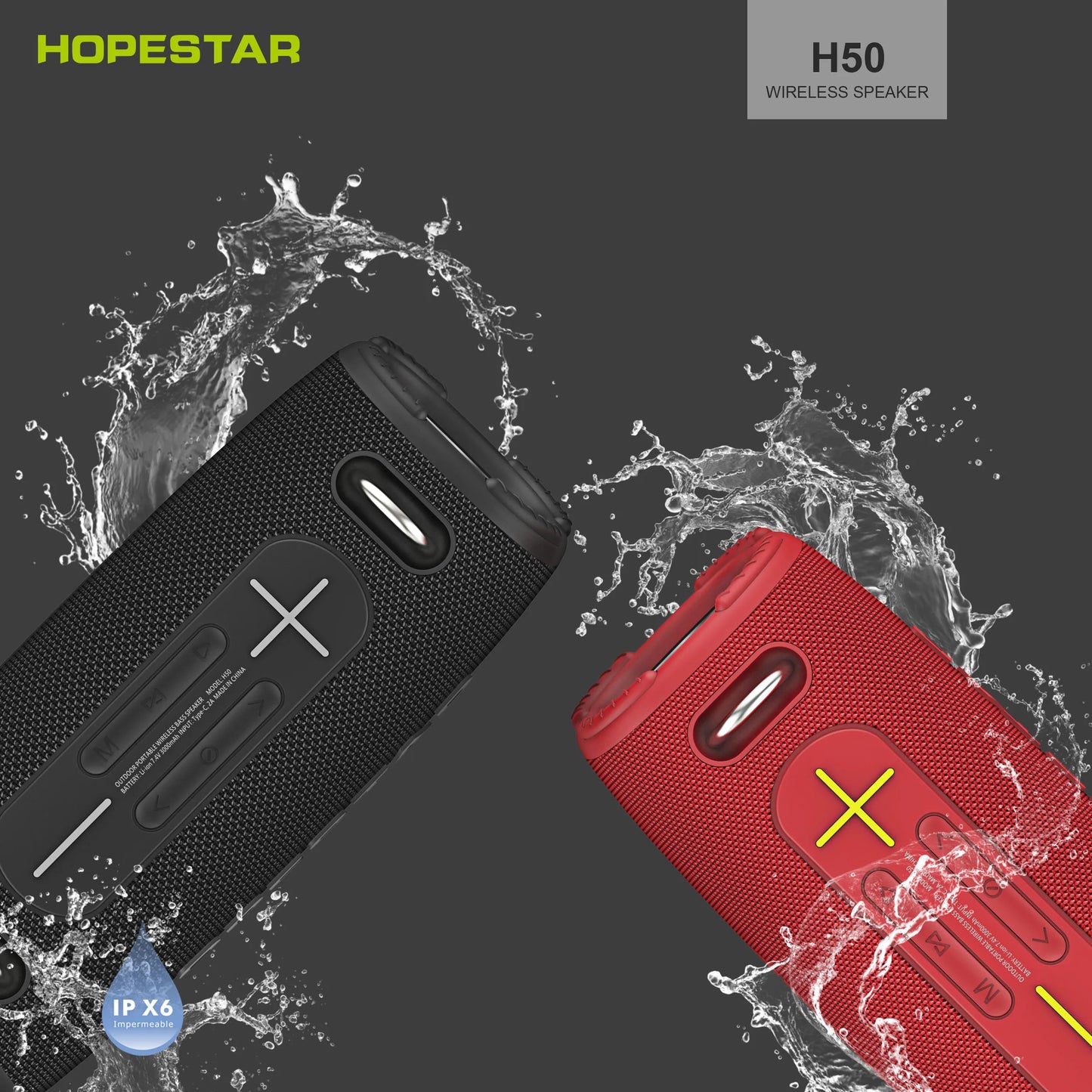 Hopestars LPX6 Waterproof Speaker Portable Column TWS Stereo Wireless Subwoofers With RGB Light TF FM Caixa De Som Bluetooth H50