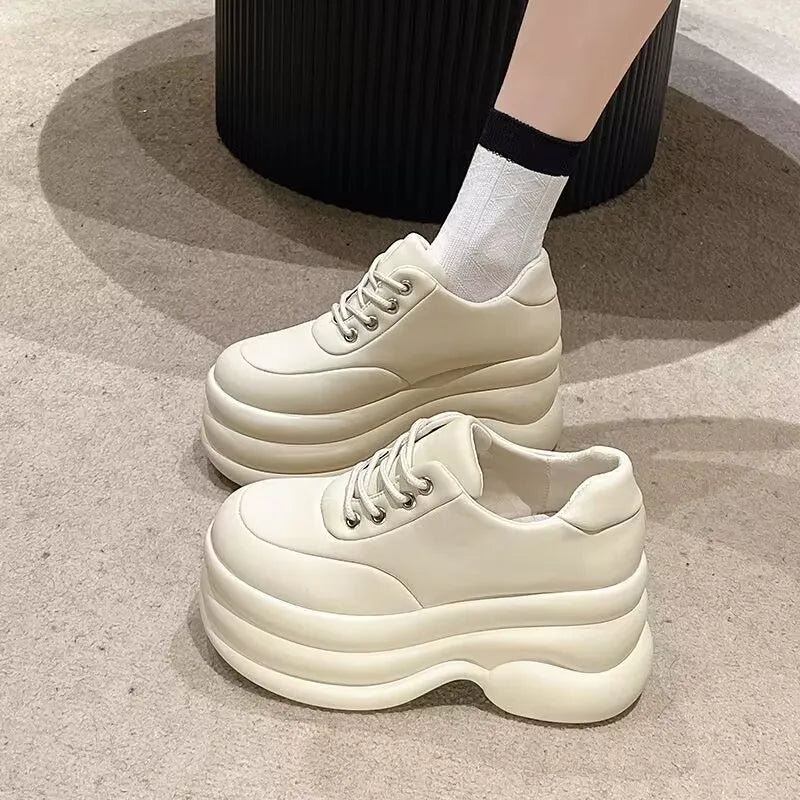 New White Hidden Wedge Heels Sneakers Casual Shoes Woman High Platform Shoes Women High Heels Wedges Shoes Zapatillas De Deporte