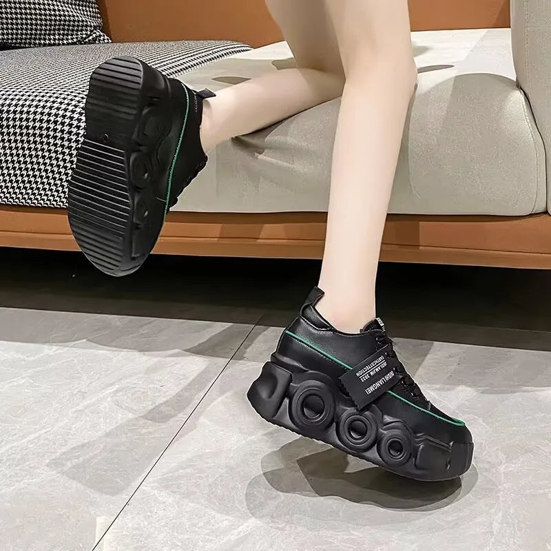 Internal Increase Chunky Shoes Women Comfortable Platform Shoes Female Casual Vulcanized Shoes Fashion High Heel Woman Sneakers