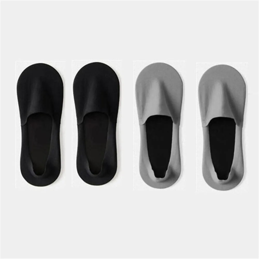 4 Pairs Ice Silk Men Invisible Socks Invisible Nylon Non-slip Socks No Trace Casual Breathable Solid Color Sokken