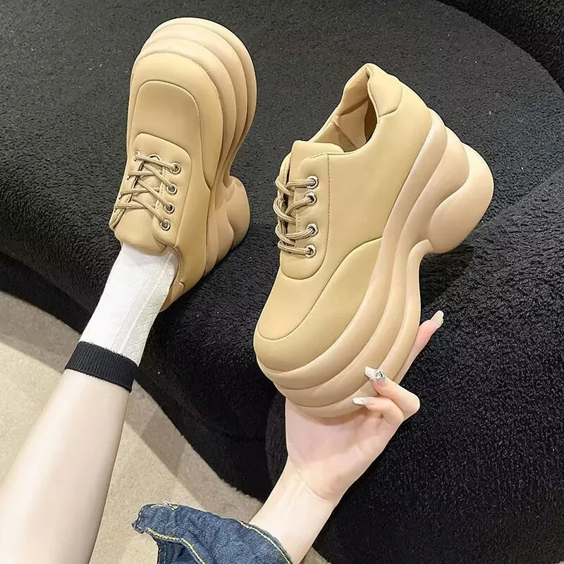 New White Hidden Wedge Heels Sneakers Casual Shoes Woman High Platform Shoes Women High Heels Wedges Shoes Zapatillas De Deporte