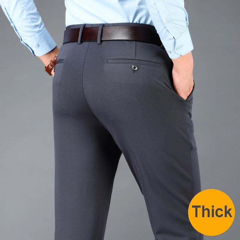 Men's Business Casual Pants Spring Summer Elastic Trousers Office Suit Pants Quick Dry Formal Pants Breathable Comfortable