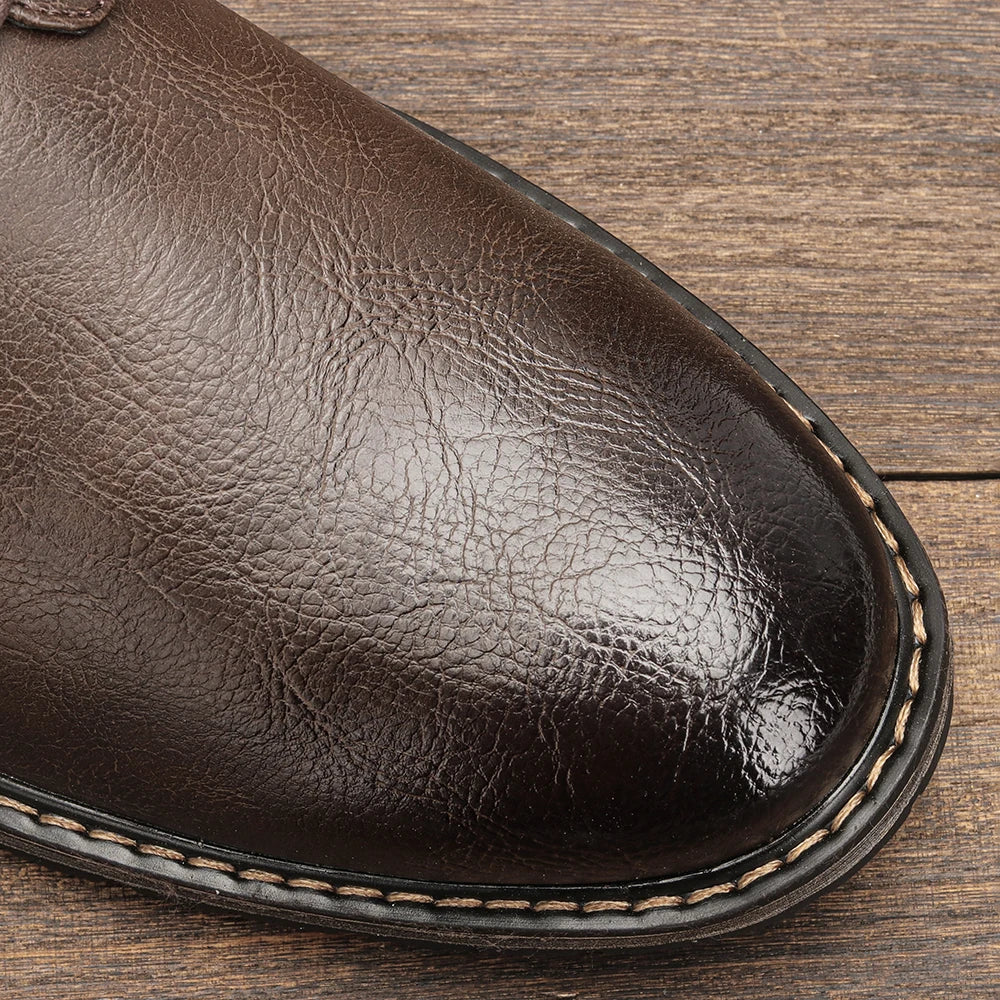 Men Casual Shoes Fashion Brand Comfortable 2025 Leather Shoes#KD826