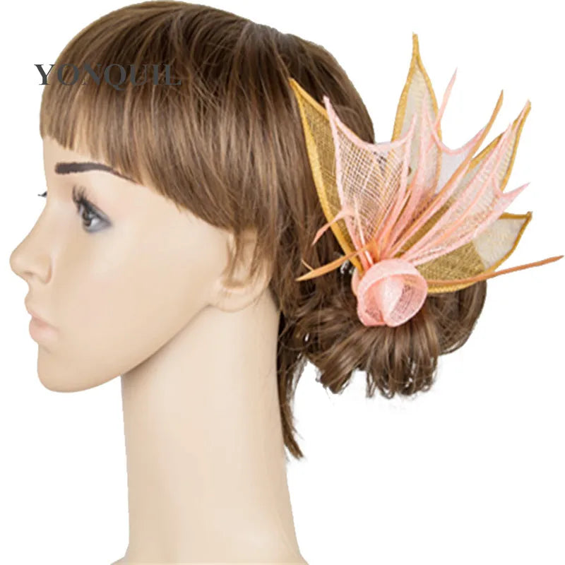 Girs Fascinator Nice Sinamay Show Headwear Hairpin Ladies Fashion Chuch Headwear Hair brooch Women Wedding Hair Accessories