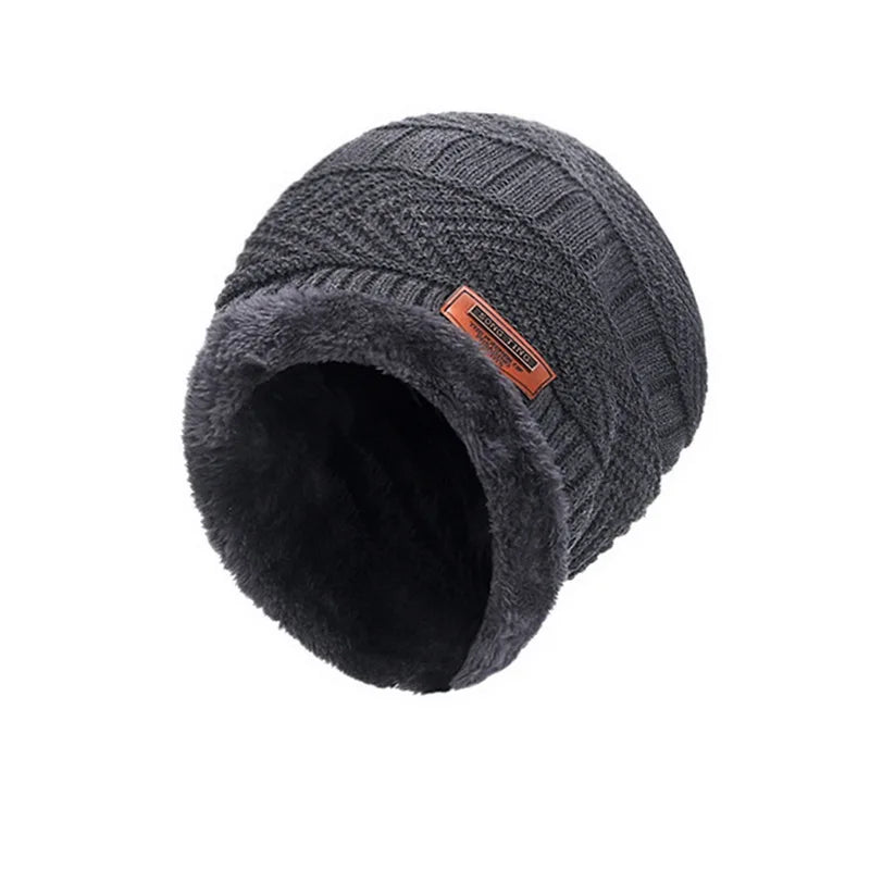 Winter Hats Knit Cap Men And Women Velvet Hat Coral Fleece Scarf Outdoor Riding Hat Warm Thickening Plus Velvet Neck Protect Cap