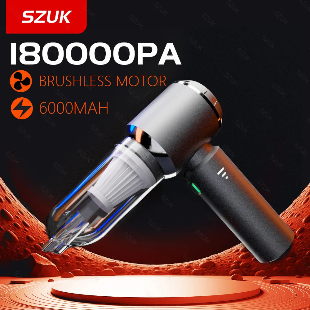 SZUK 180000PA Car Vacuum Cleaner Wireless Mini Handheld Strong Suction Cleaning Machine Portable Vacuum Cleaner for Car Home