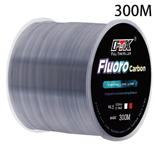 300m 500m Fluorocarbon Coating Fishing Line 4.13LB-34.32LB Carbon Fiber Leader Line Fishing Lure Wire Sinking Line Japan