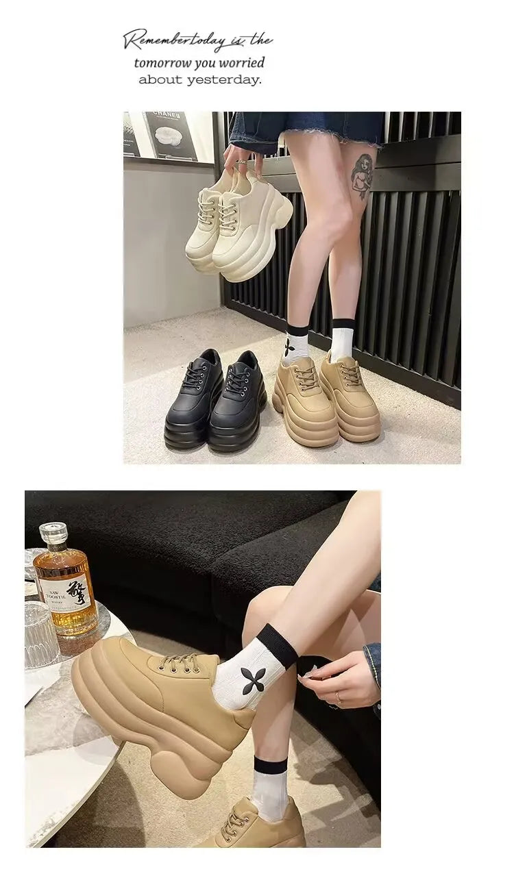 New White Hidden Wedge Heels Sneakers Casual Shoes Woman High Platform Shoes Women High Heels Wedges Shoes Zapatillas De Deporte