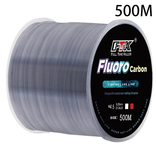 300m 500m Fluorocarbon Coating Fishing Line 4.13LB-34.32LB Carbon Fiber Leader Line Fishing Lure Wire Sinking Line Japan