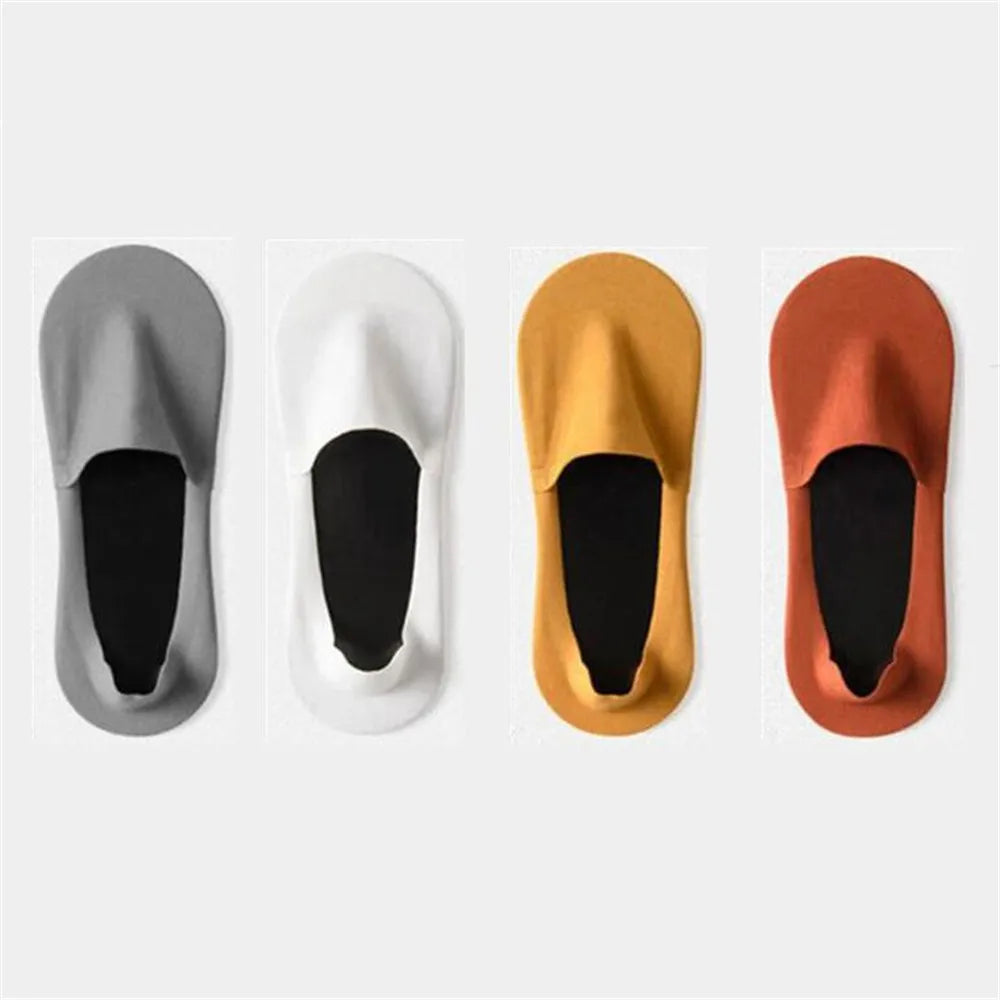 4 Pairs Ice Silk Men Invisible Socks Invisible Nylon Non-slip Socks No Trace Casual Breathable Solid Color Sokken