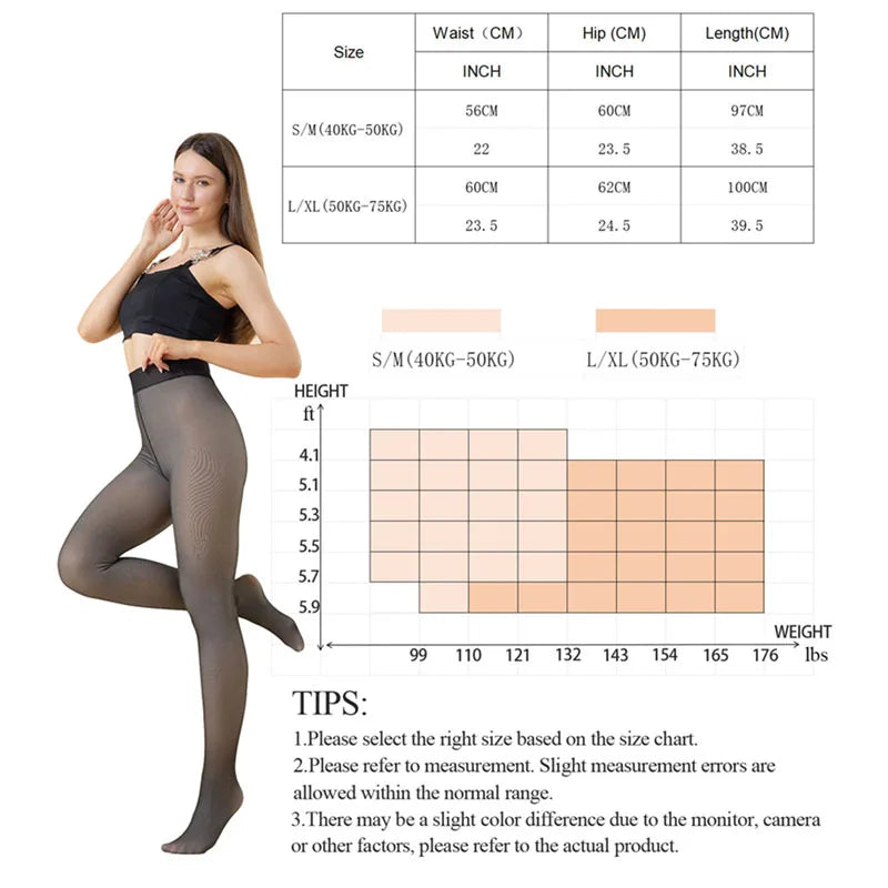 200g Women Lined Tights Crotch One Seam Line Warm Sheer Pantyhose Fake Translucent Thermal Thick Tights Leggings