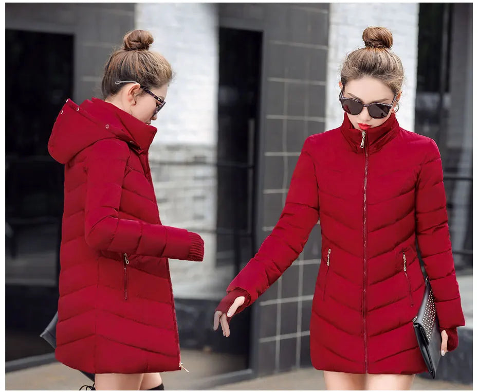 2023 New Wool Collar Hooded Winter Jacket Parkas Women's Jacket Thick Warm Cotton Cushion Down Coat Parka Coat Winter Long Fit D