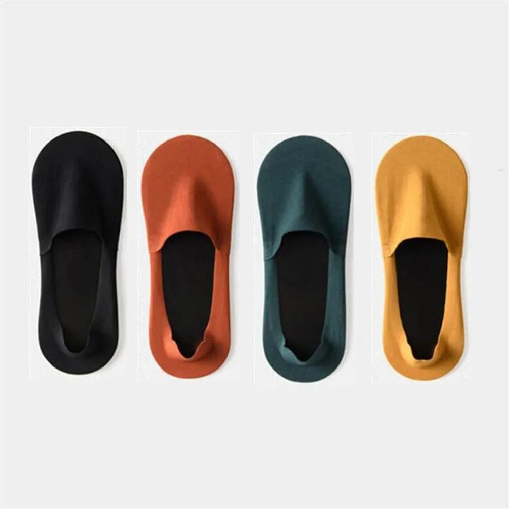 4 Pairs Ice Silk Men Invisible Socks Invisible Nylon Non-slip Socks No Trace Casual Breathable Solid Color Sokken