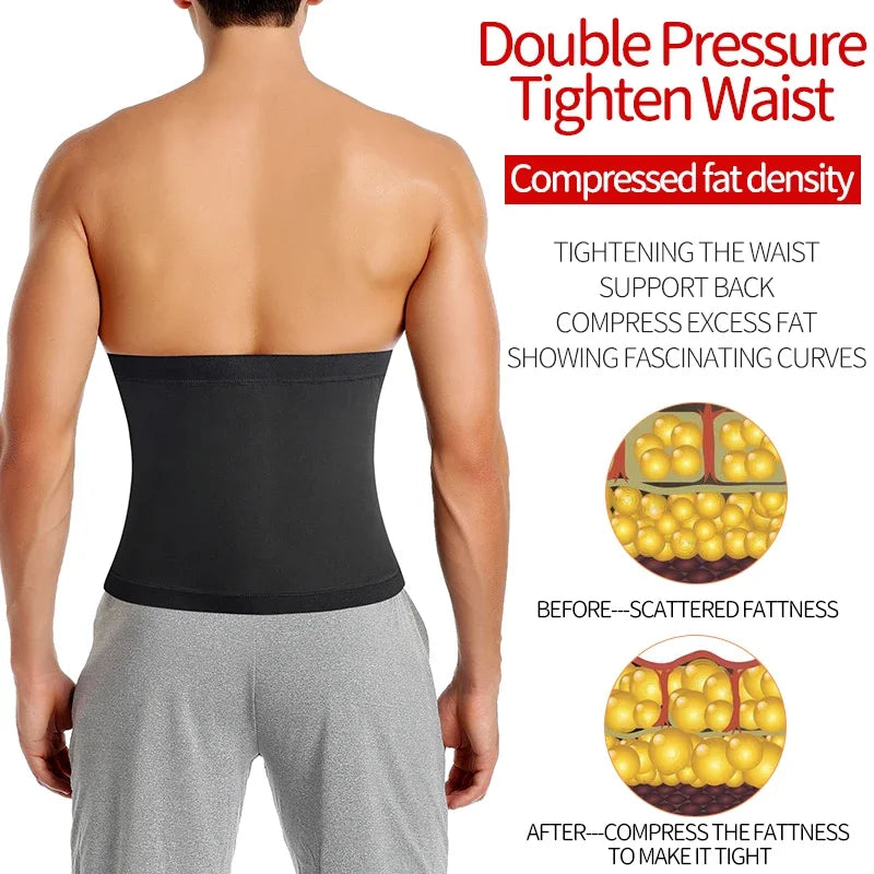 Mens Abdomen Reducer Sauna Body Shaper Fitness Sweat Trimmer Belt Waist Trainer Belly Slimming Shapewear Waist Trainer Corset We