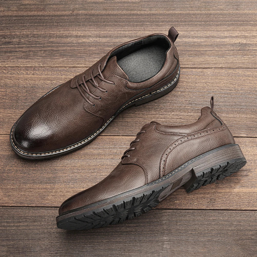 Men Casual Shoes Fashion Brand Comfortable 2025 Leather Shoes#KD826