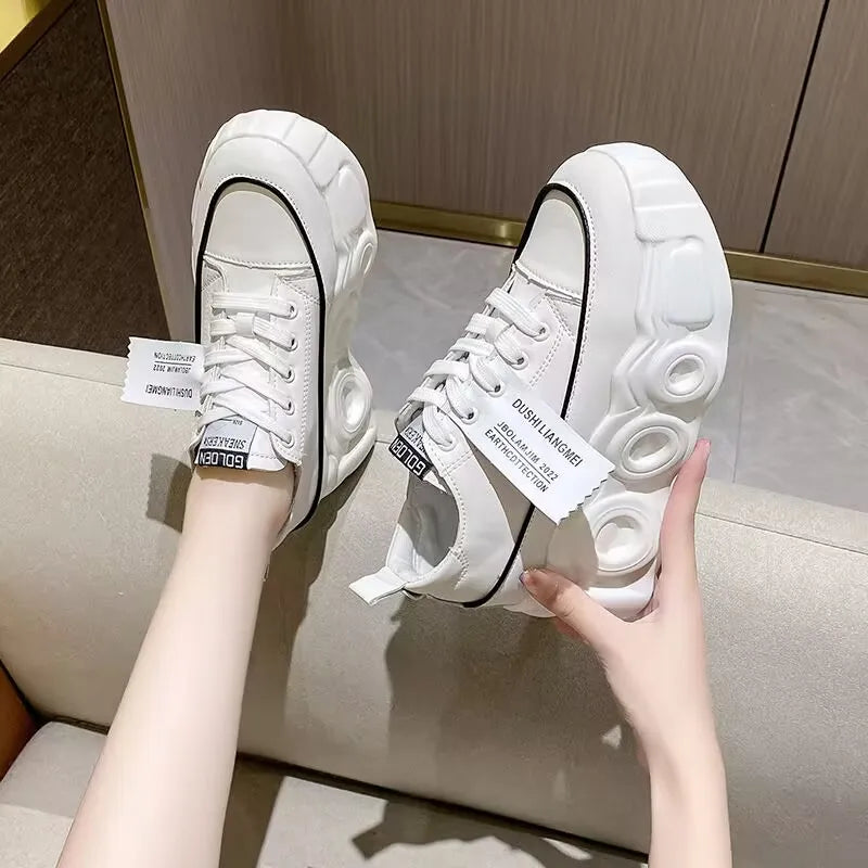 Internal Increase Chunky Shoes Women Comfortable Platform Shoes Female Casual Vulcanized Shoes Fashion High Heel Woman Sneakers