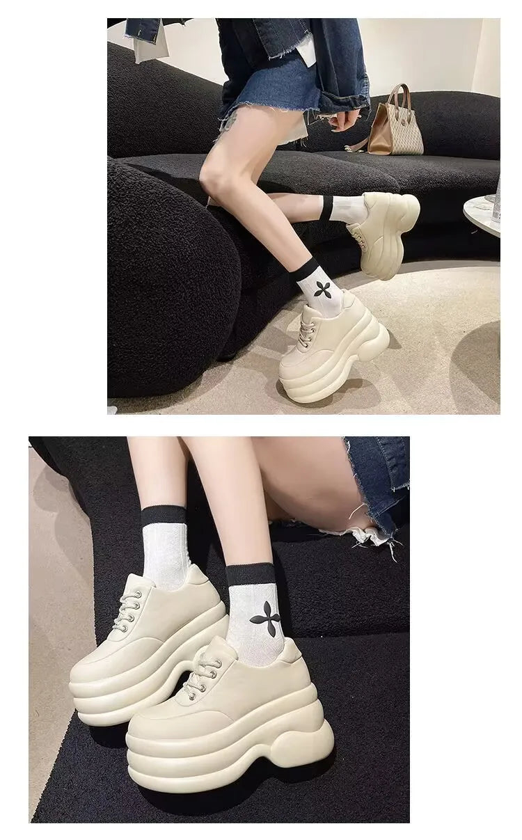 New White Hidden Wedge Heels Sneakers Casual Shoes Woman High Platform Shoes Women High Heels Wedges Shoes Zapatillas De Deporte