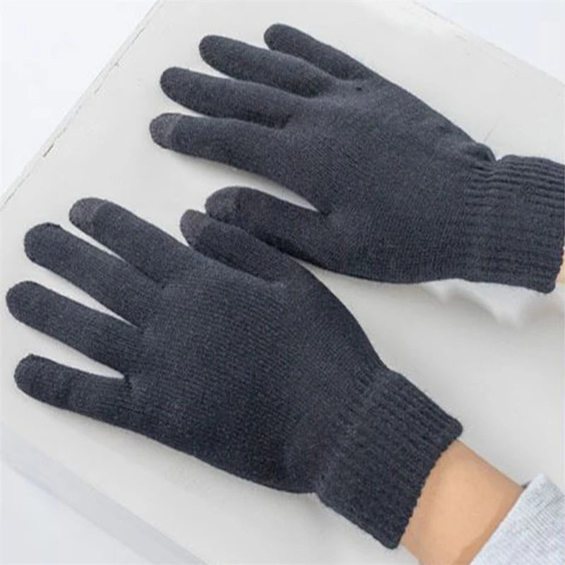 Winter Warm Knitted Gloves Mobile Phone Touchscreen Wool Knitted Gloves Winter Thick Warm Adult Gloves Mittens for Men Women