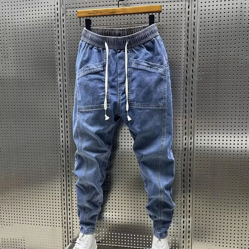 Men's Jeans Fashion Casual Jogger Harem Denim Pants Hip Hop elastic waist Letter printing jeans Male Trousers 2024 spring new