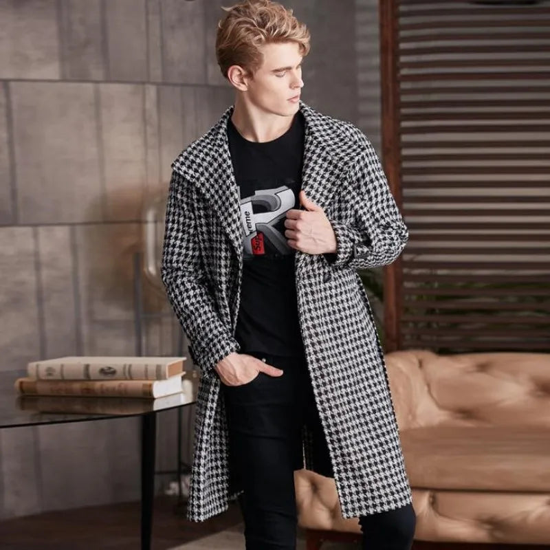 Spring Men's Fashion Long Trench Coat New Autumn Waterproof Loose Cotton Windbreaker Jacket Male Solid Double Breasted Outerwear