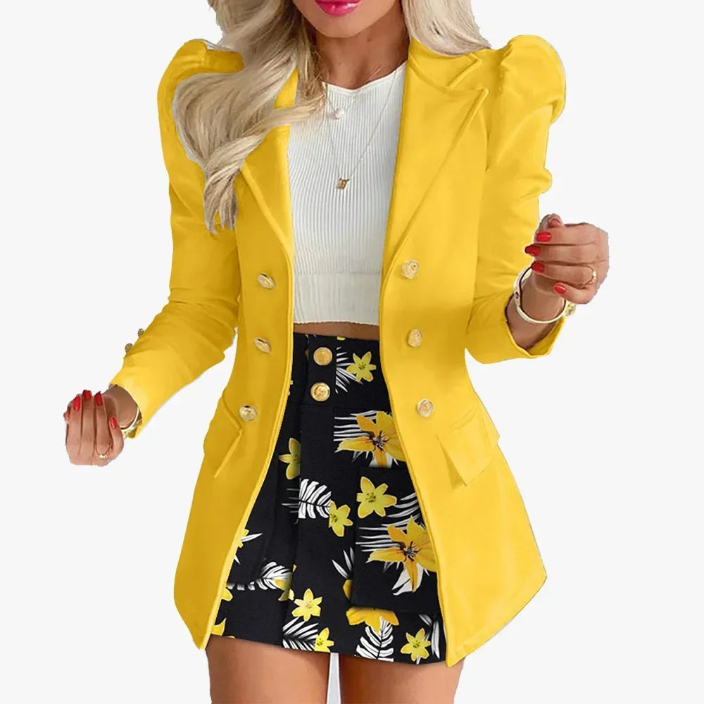 2024 Women Printed Single Breasted Jacket and Mini Skirt Set Ladies Long Sleeve Skirt Suit 2-piece Office Women Dress Skirt Set