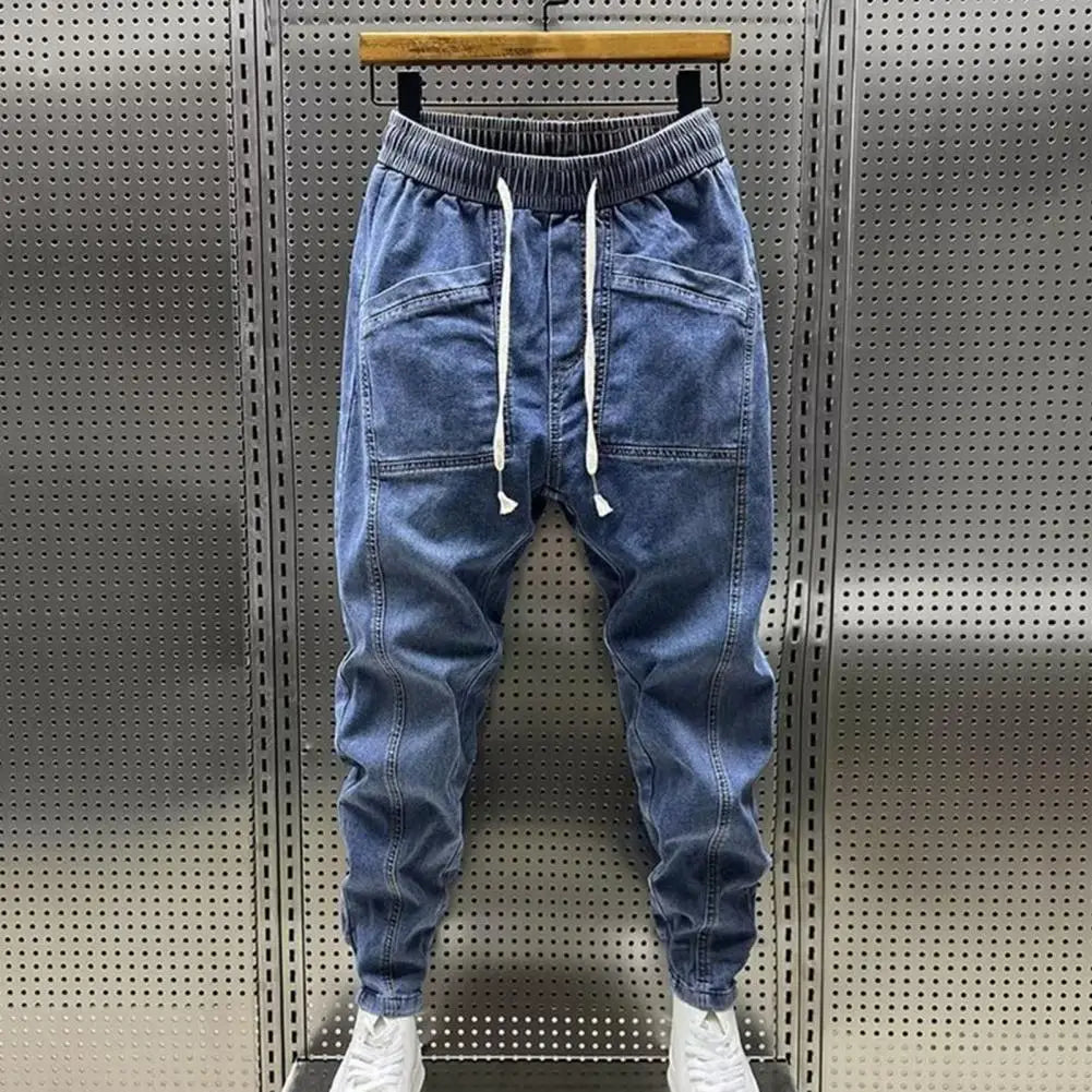 Men's Jeans Fashion Casual Jogger Harem Denim Pants Hip Hop elastic waist Letter printing jeans Male Trousers 2024 spring new