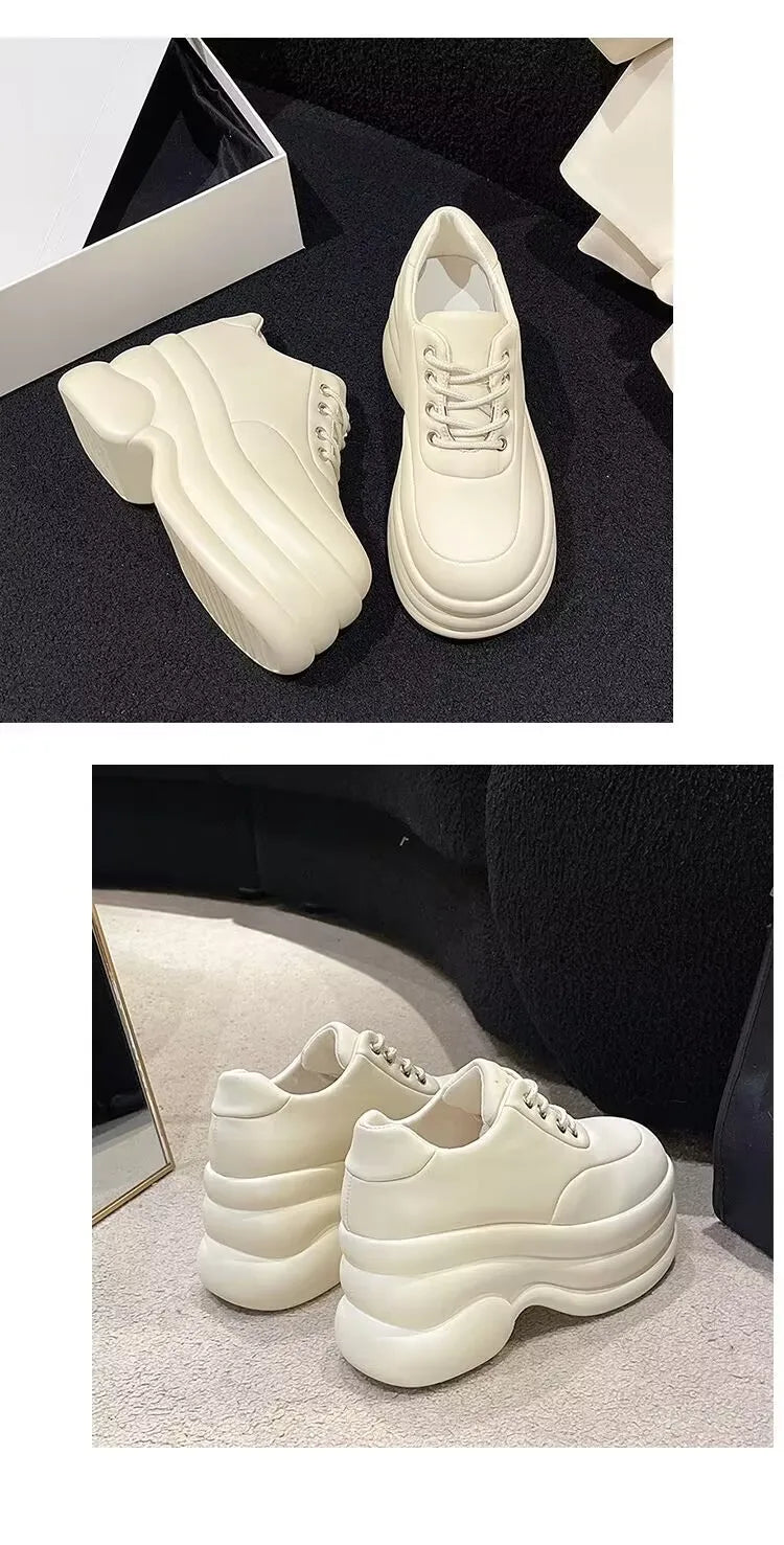 New White Hidden Wedge Heels Sneakers Casual Shoes Woman High Platform Shoes Women High Heels Wedges Shoes Zapatillas De Deporte