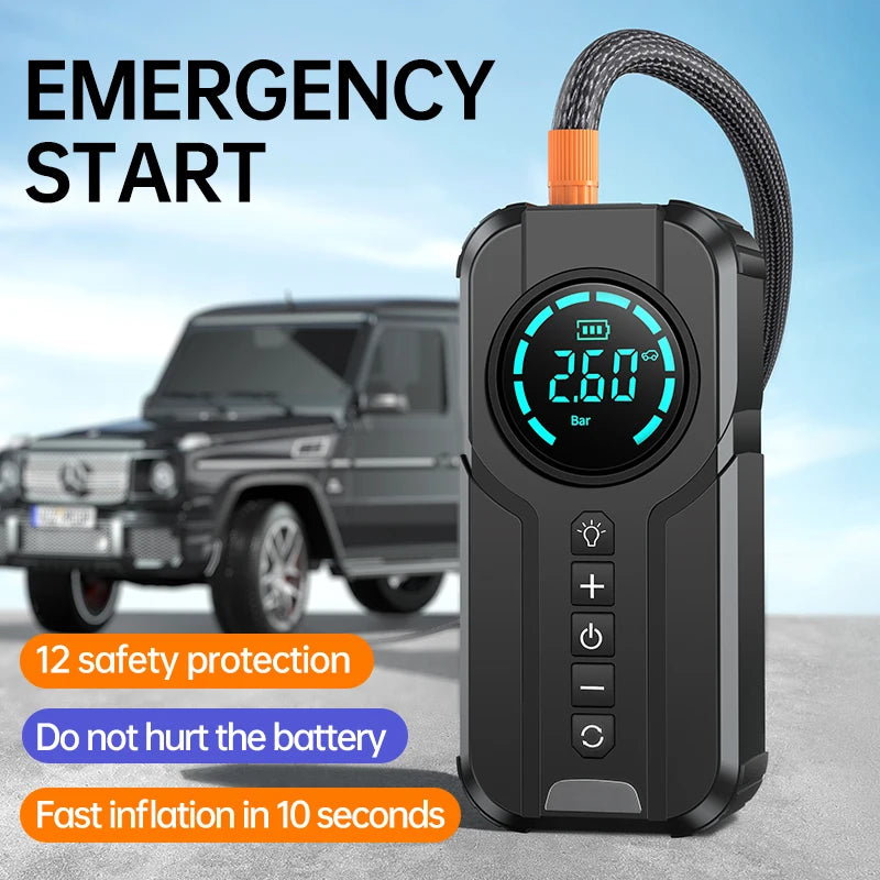 Multi-Function 4 In 1 Car Jump Starter Air Pump Air Compressor Power Bank 10KmAh Car Battery Starter Starting Auto Tyre Inflator