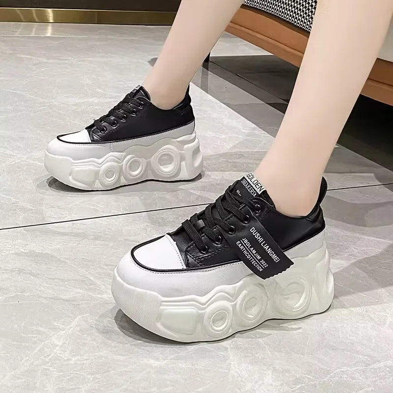 Internal Increase Chunky Shoes Women Comfortable Platform Shoes Female Casual Vulcanized Shoes Fashion High Heel Woman Sneakers