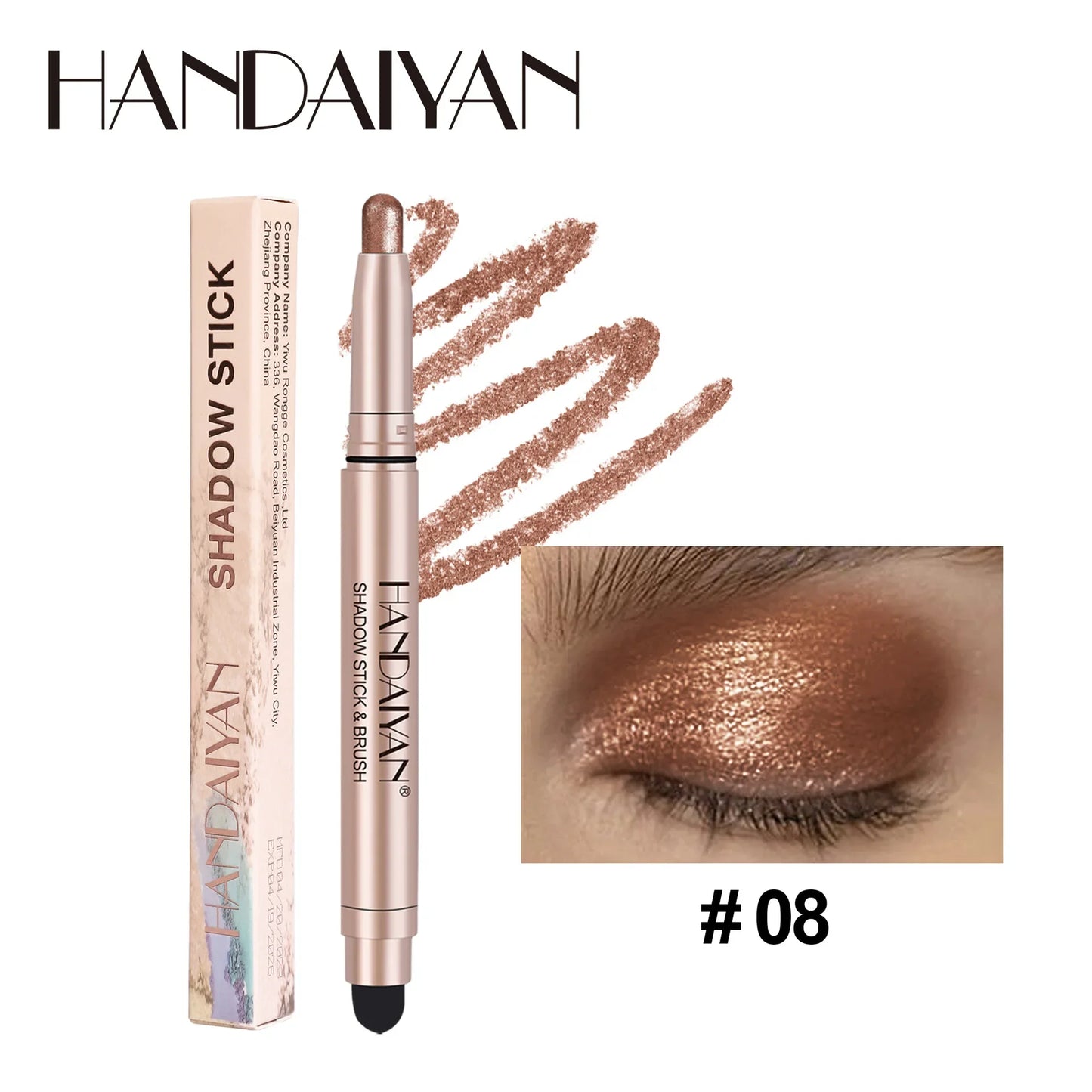 Colorful Eyeshadow Stick Pink Brown Green Black Eyeshadow Pencil High Gloss Pearlescent Shadow Sticks Waterproof Stage Makeup