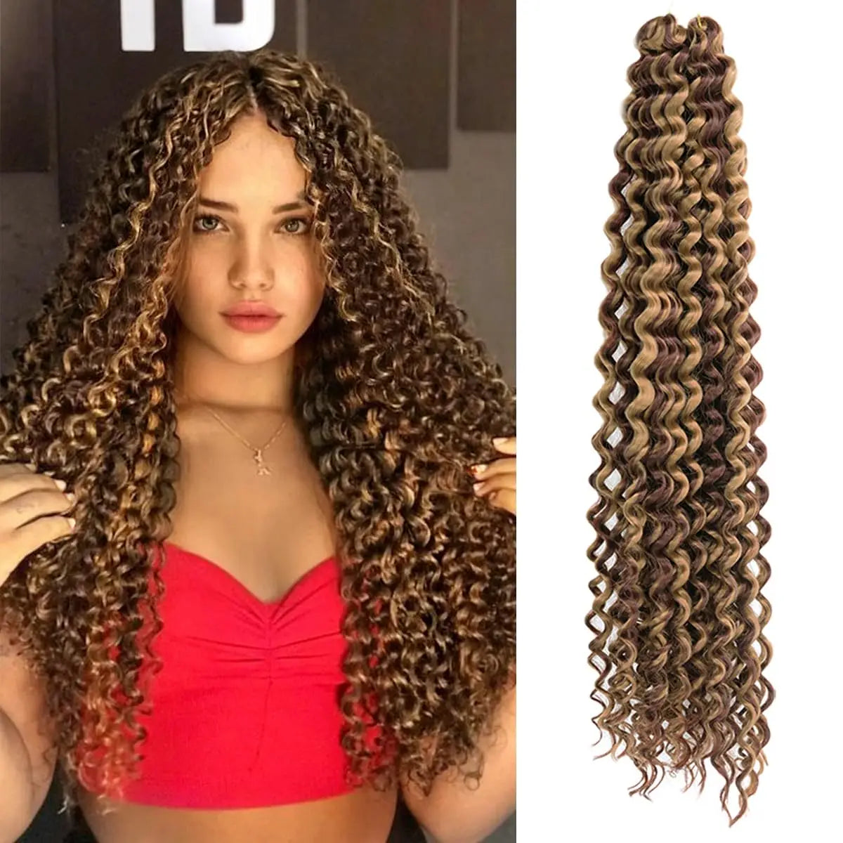 Synthetic Ocean Wave Free Tress Crochet Braiding Hair Soft Afro Curls Deep Wave Hair Extensions For Women Water Wave Hair