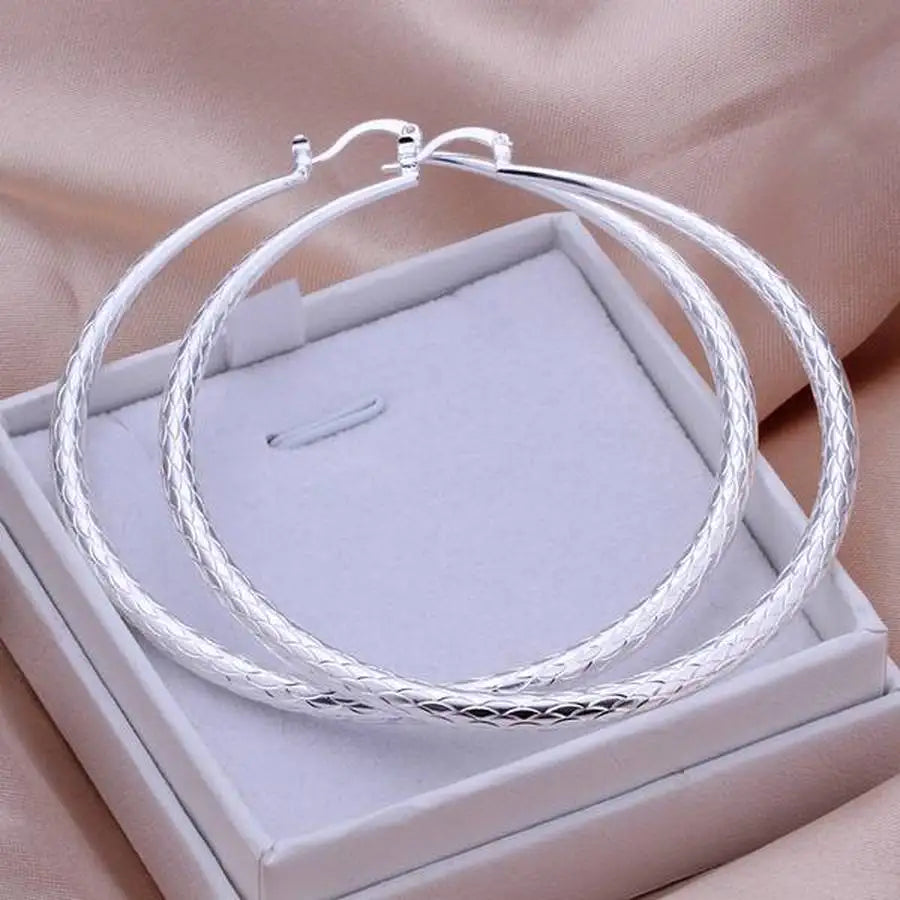 925 Sterling Silver Earring big hook 7cm round fashion design beautiful top quality women Jewelry free shipping lady gifts