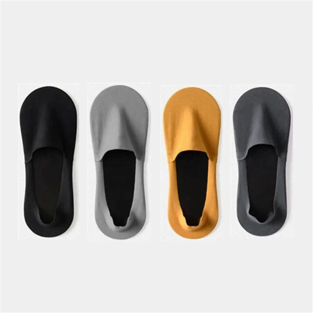 4 Pairs Ice Silk Men Invisible Socks Invisible Nylon Non-slip Socks No Trace Casual Breathable Solid Color Sokken