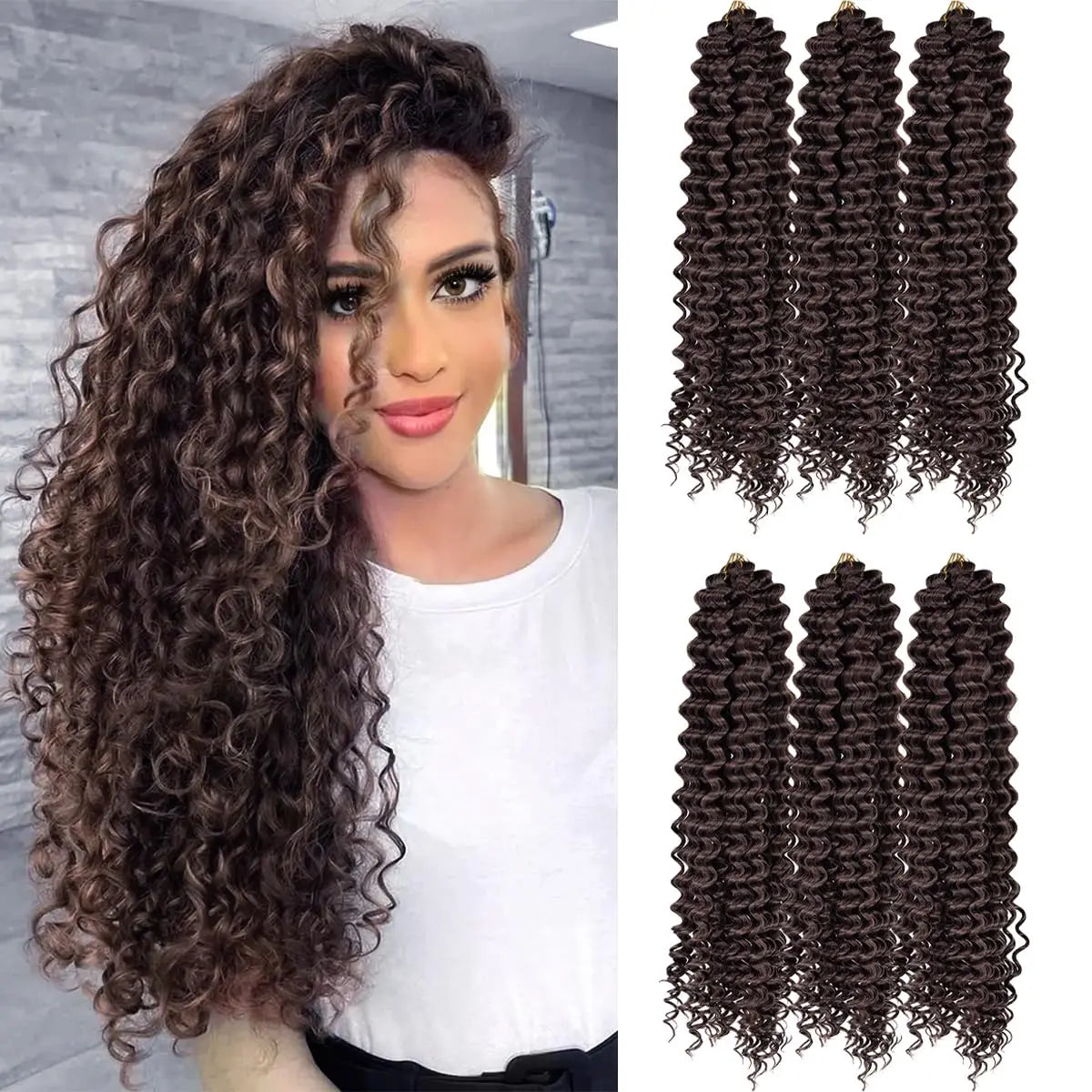 Synthetic Ocean Wave Free Tress Crochet Braiding Hair Soft Afro Curls Deep Wave Hair Extensions For Women Water Wave Hair