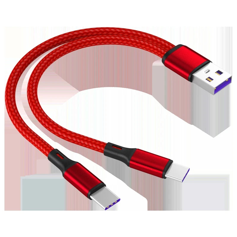 1.2m USB Charging Spliter Cable 2-in-1 Data Cord Type C Micro USB Fast Charging Cable Y Splitter 5A Fast Charging Cable