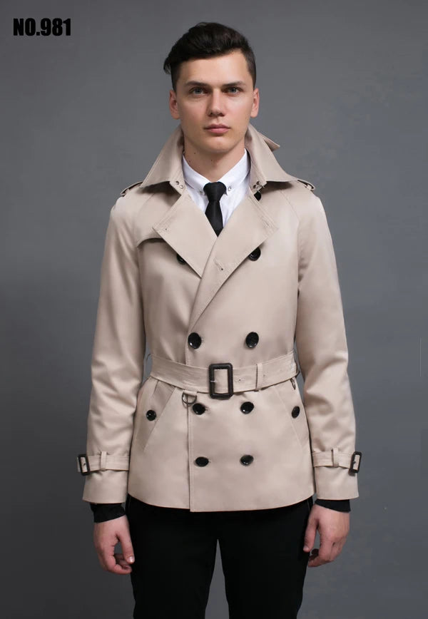 CHAOJUE New Men's Trench Coat England Quality Beige Trenchcoat Plus Size 3XL Mens Trench Coat  Male Slim Fit Jacket For Gift