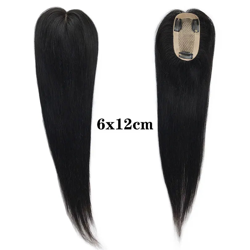 4 Sizes Silk Base Virgin Human Hair Women Toppers 3 Clips Natural Scalp Top Base Black Brown Color For White Women