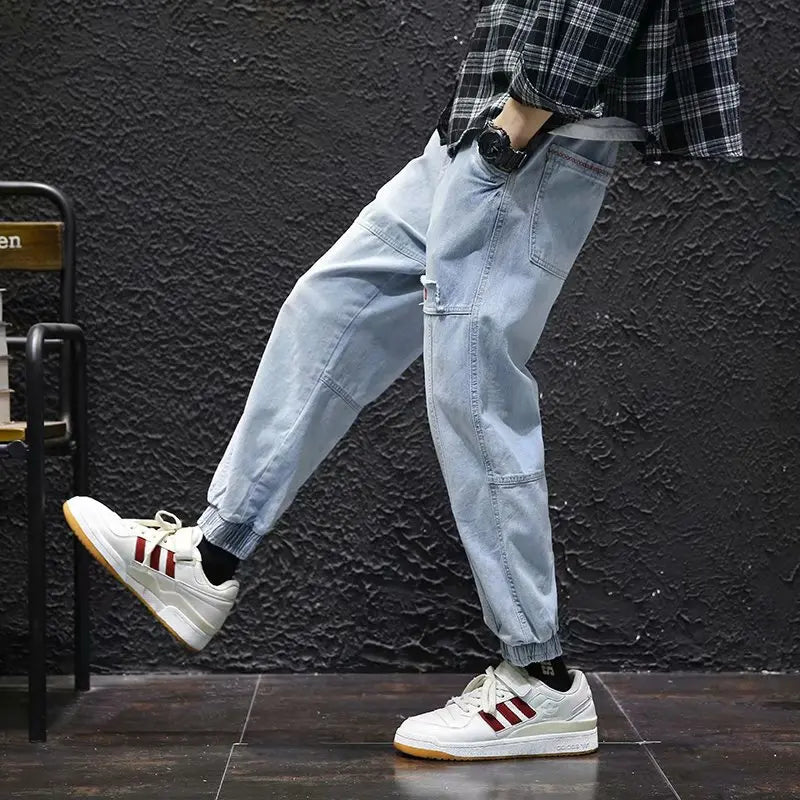 2023 New Streetwear Hip Hop Cargo Pants Men's Jeans Elastic Harun Joggers In Autumn and Spring Men ClothIng