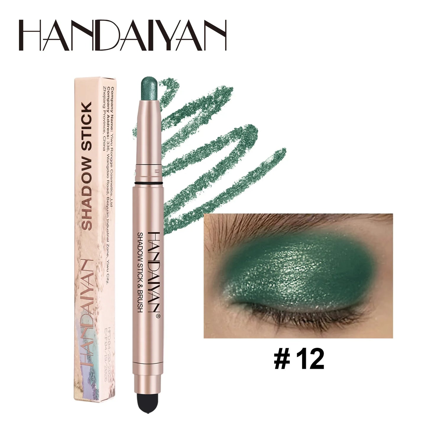 Colorful Eyeshadow Stick Pink Brown Green Black Eyeshadow Pencil High Gloss Pearlescent Shadow Sticks Waterproof Stage Makeup