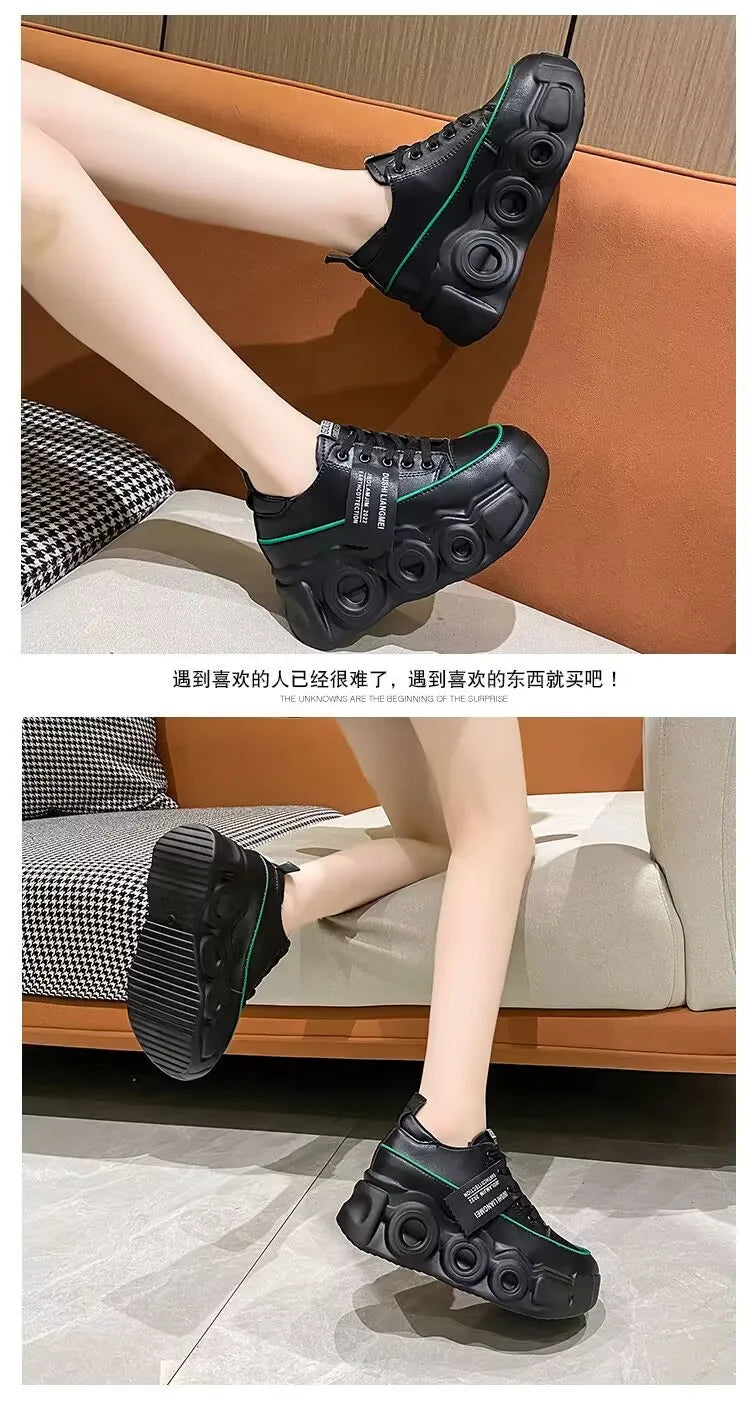 Internal Increase Chunky Shoes Women Comfortable Platform Shoes Female Casual Vulcanized Shoes Fashion High Heel Woman Sneakers